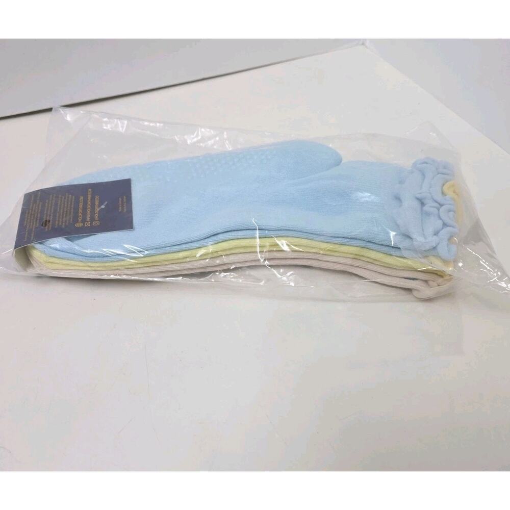 Hold For Three Ruffle Grip Socks 3 Pair Pilates Non Slip Blue, Yellow + Pink - Picture 6 of 6